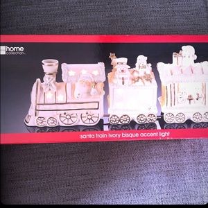 Ivory Bisque Lighted Train Decor